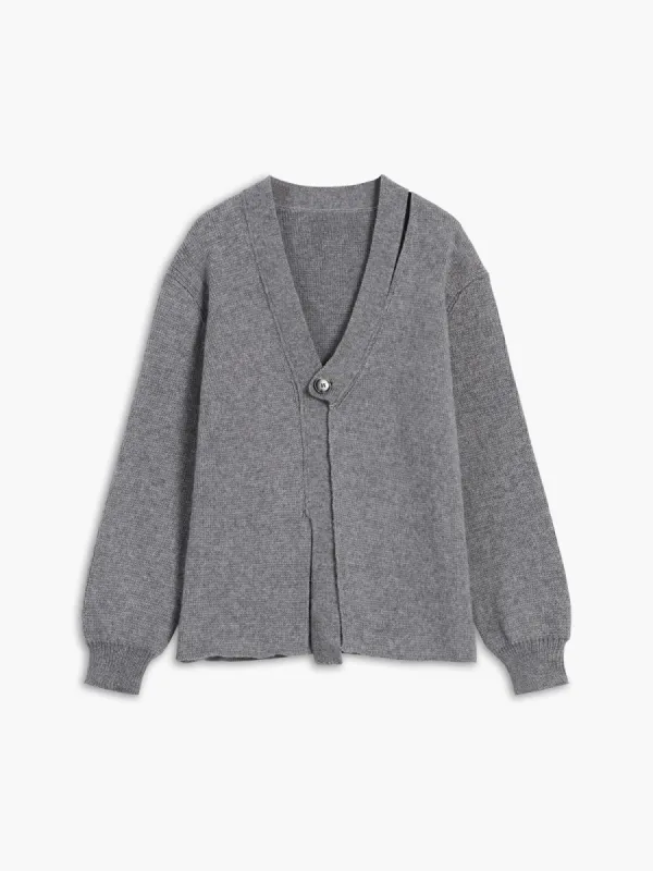 Cutout Trim Buttoned Cardigan sold by COMMENSE