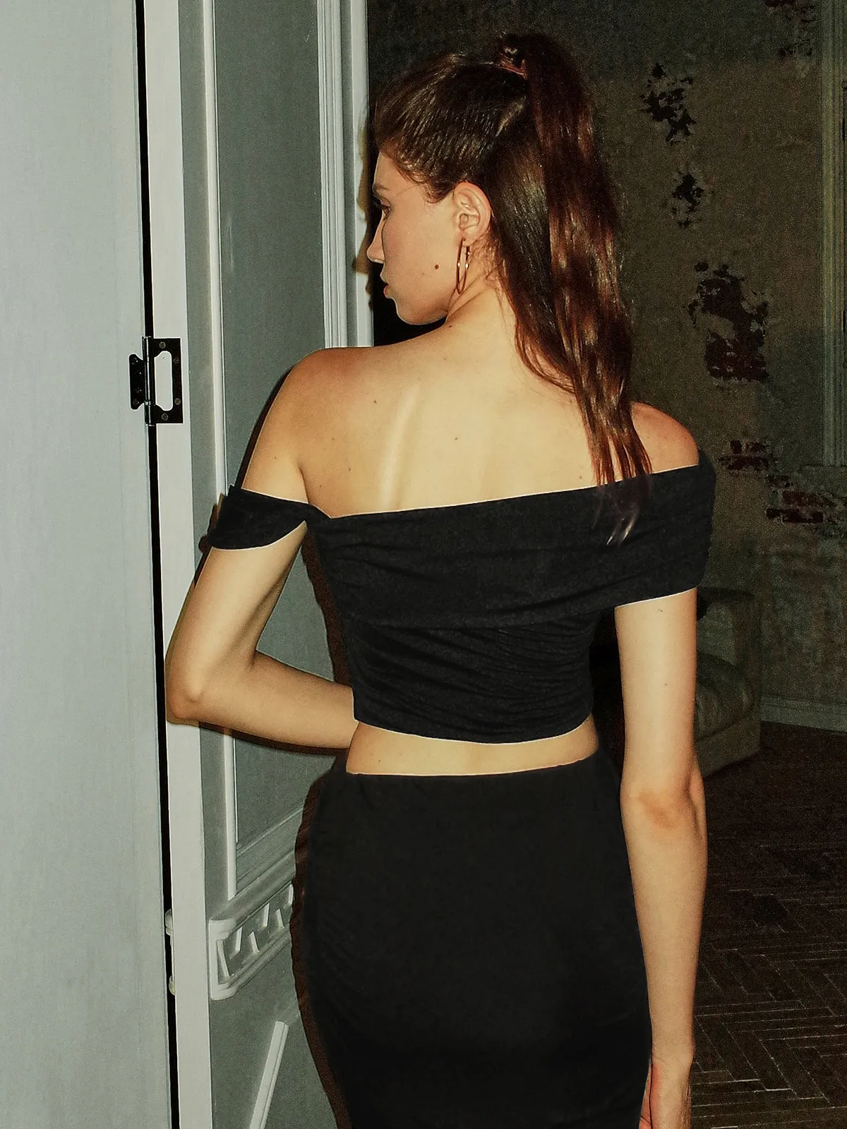 Asymmetrical Off-Shoulder Solid Skirt Set sold by COMMENSE product image thumbnail 4