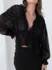 Chiffon Ruffle Detail Blouse sold by COMMENSE