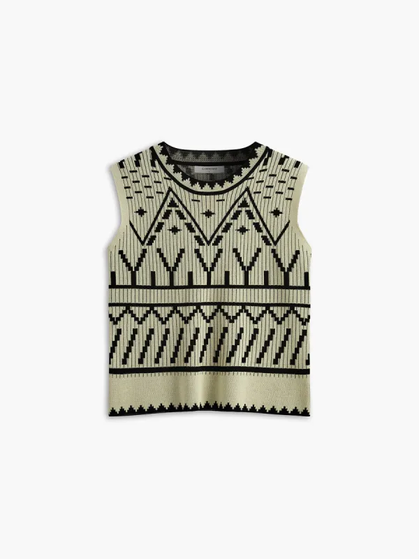 Contrast Knit Vest sold by COMMENSE