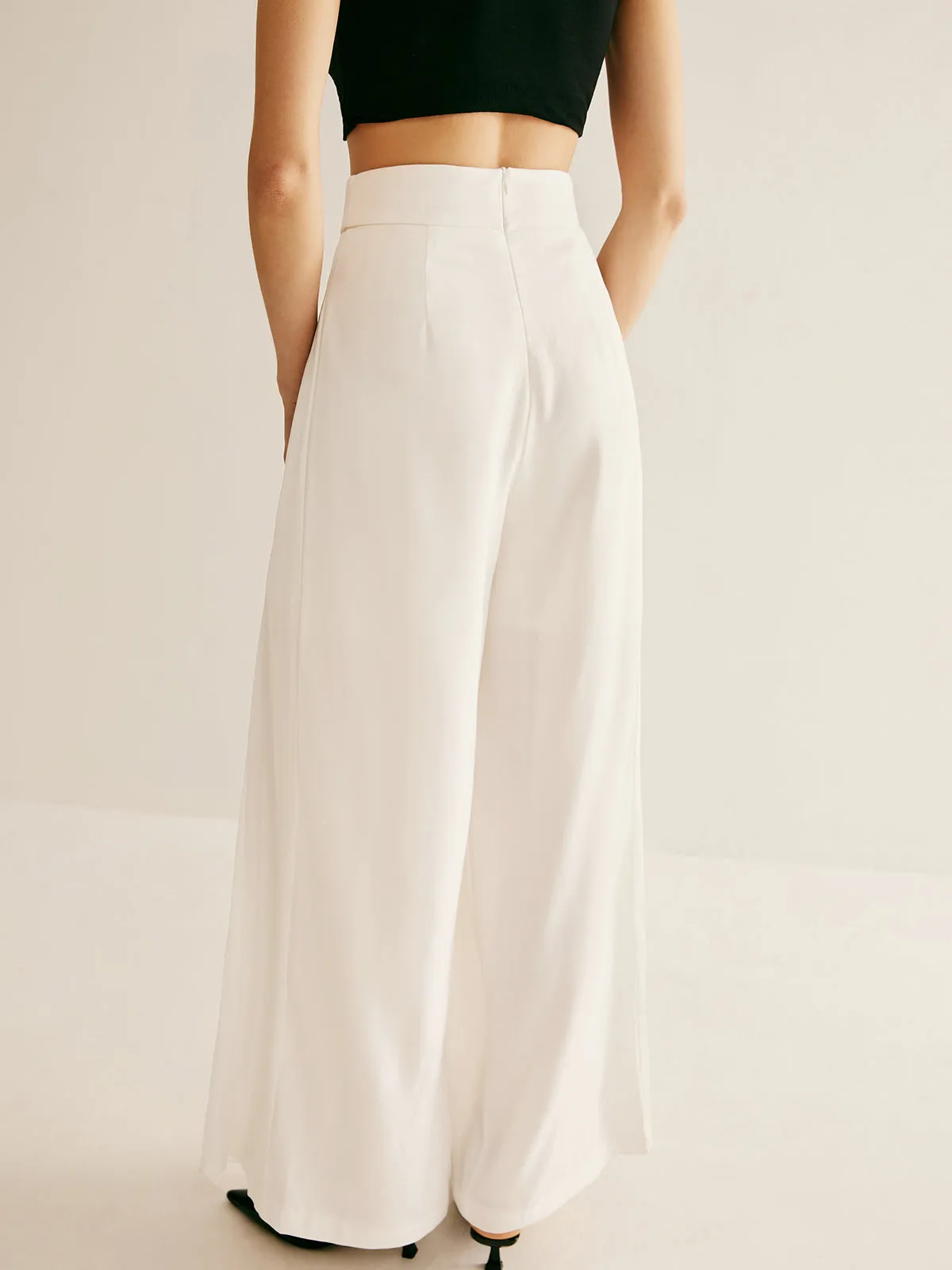 Pleated Zipper Semi-Sheer Pants sold by COMMENSE product image thumbnail 2