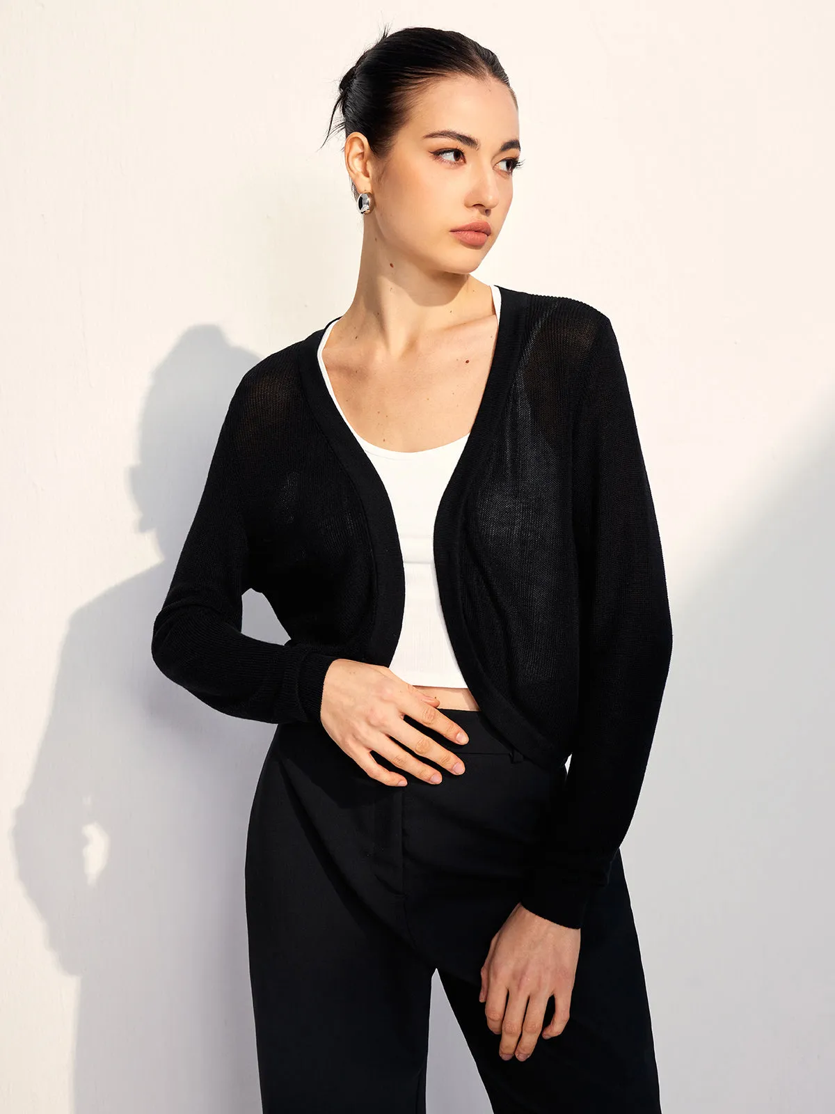 Bat Sleeve Hollow Cardigan sold by COMMENSE product image thumbnail 4