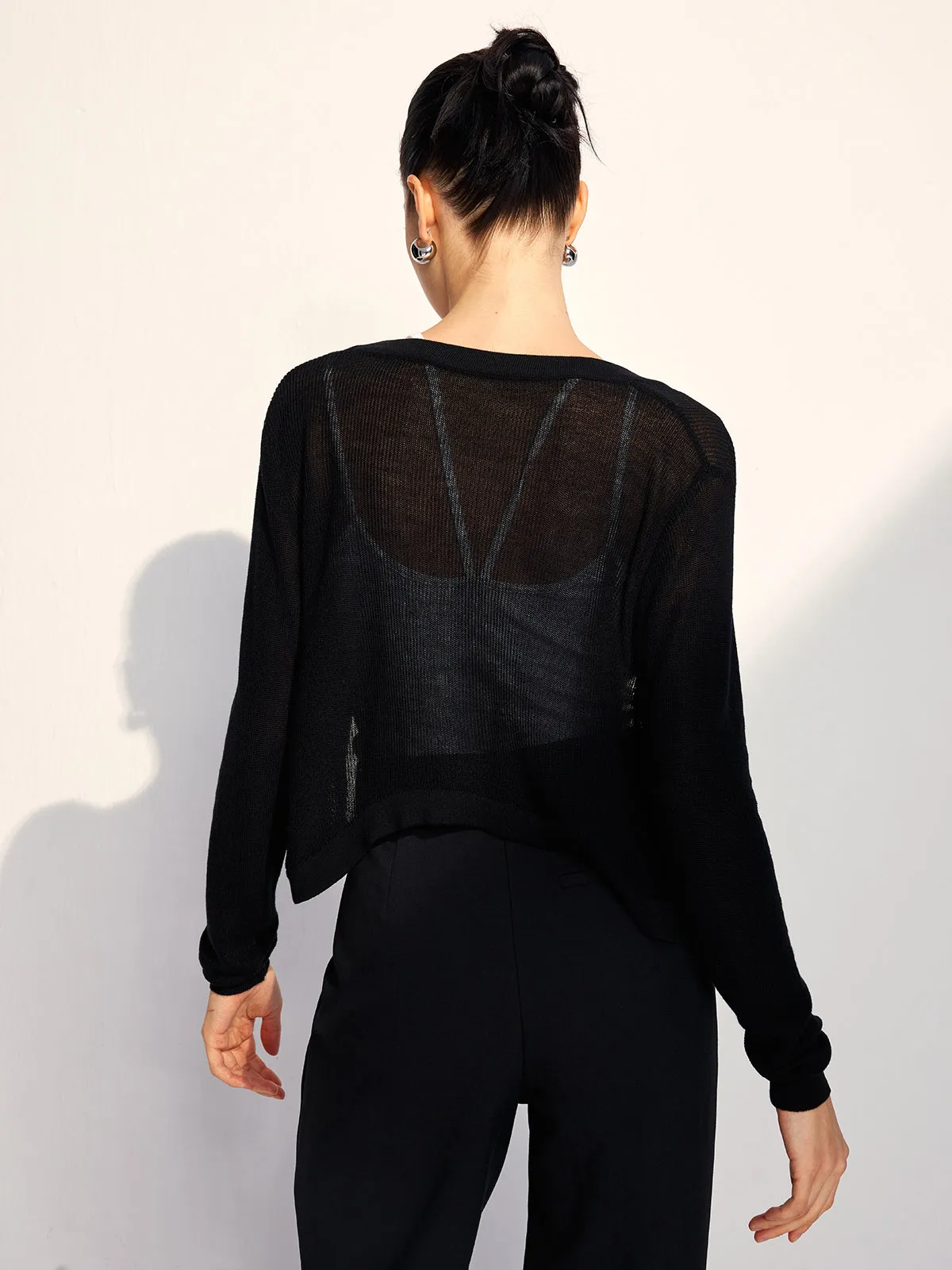 Bat Sleeve Hollow Cardigan sold by COMMENSE product image thumbnail 5