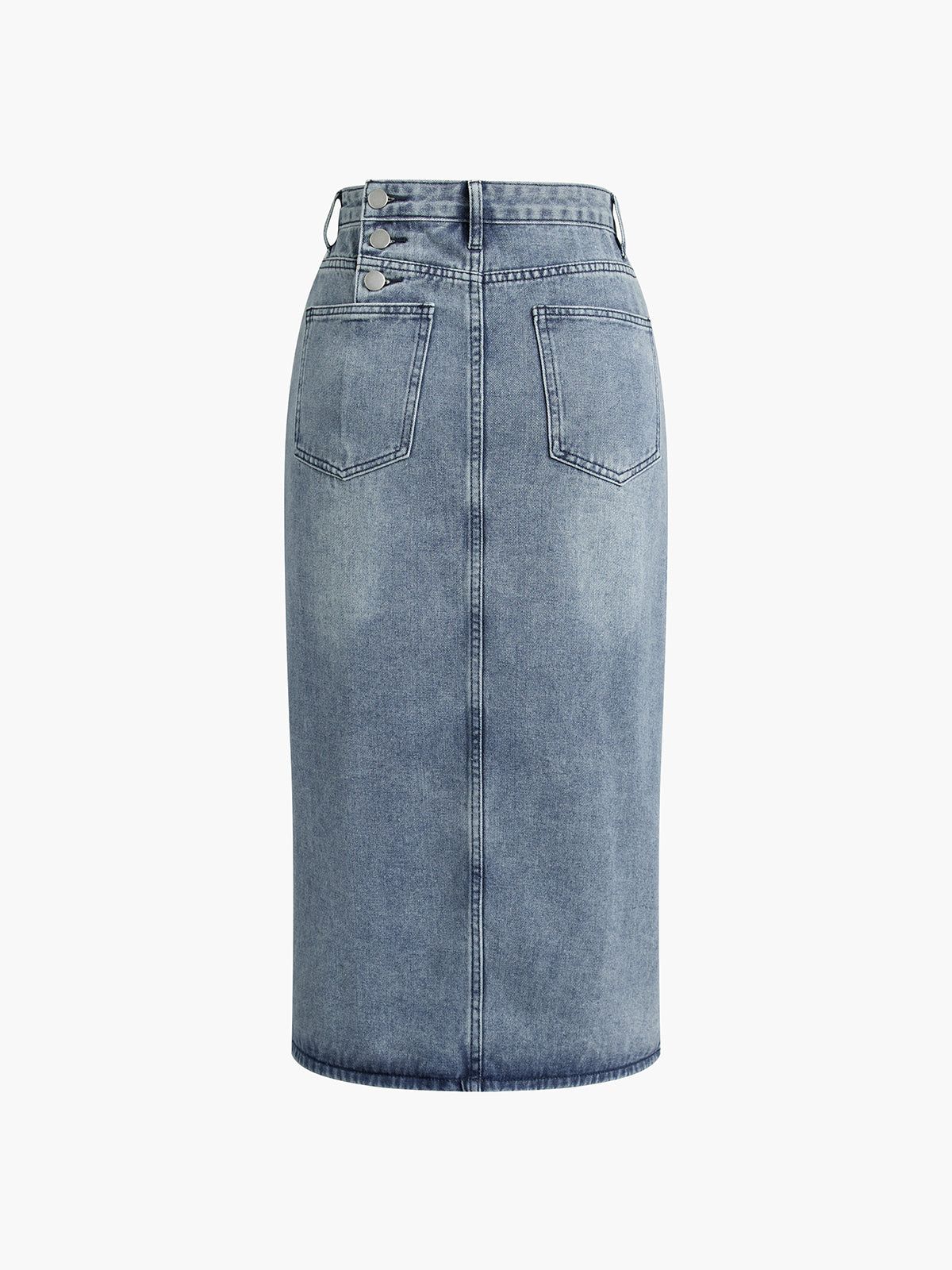 Back Buttons Denim Maxi Jean Skirt sold by COMMENSE product image thumbnail 3