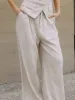 Linen Blends Solid Casual Pants sold by COMMENSE