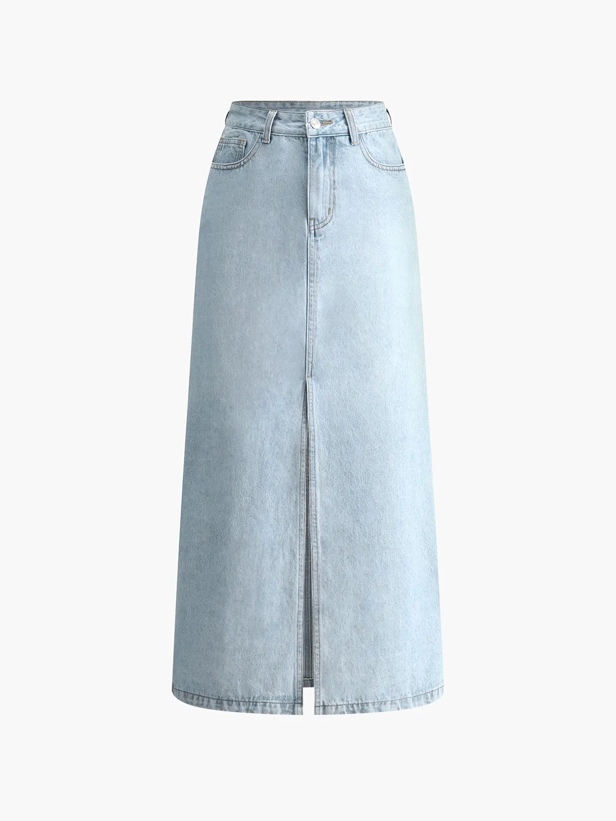 Cotton Split Denim Skirt sold by COMMENSE
