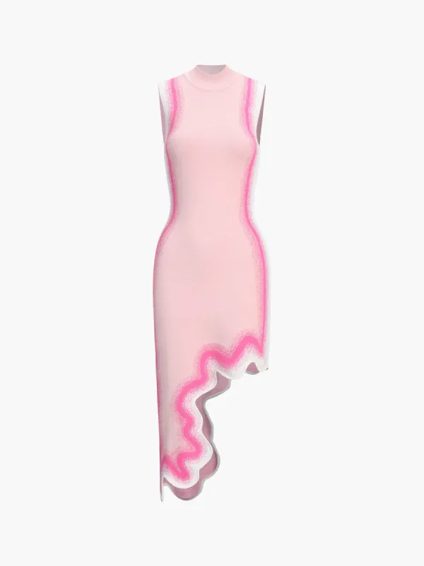 Irregular Wavy Edge Knitted Sleeveless Long Dress sold by COMMENSE