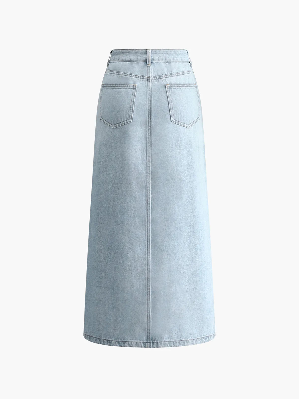 Cotton Split Denim Skirt sold by COMMENSE product image thumbnail 2