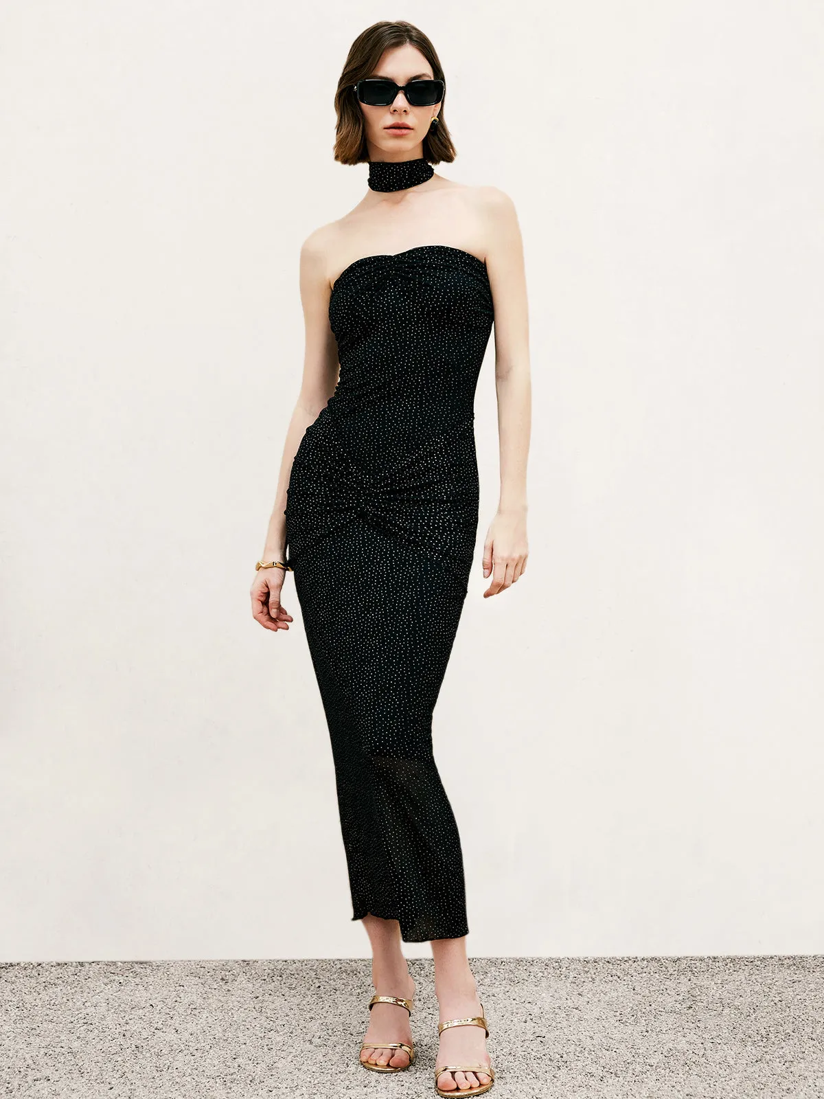 Elegant Sequin Tube Midi Dress sold by COMMENSE