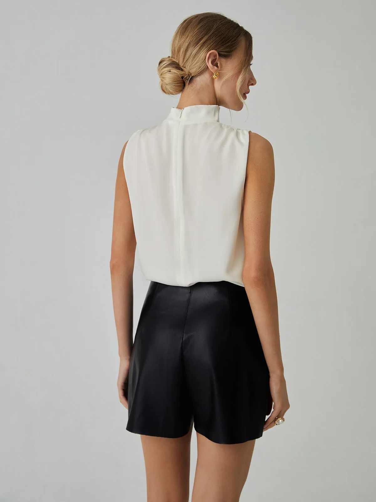 Pleated High Neck Sleeveless Blouse sold by COMMENSE product image thumbnail 3