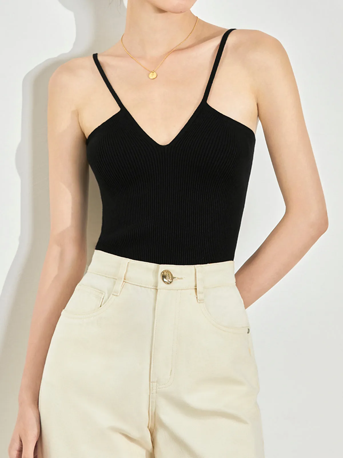 Seamless Deep Neck Ribbed Cami sold by COMMENSE product image thumbnail 4