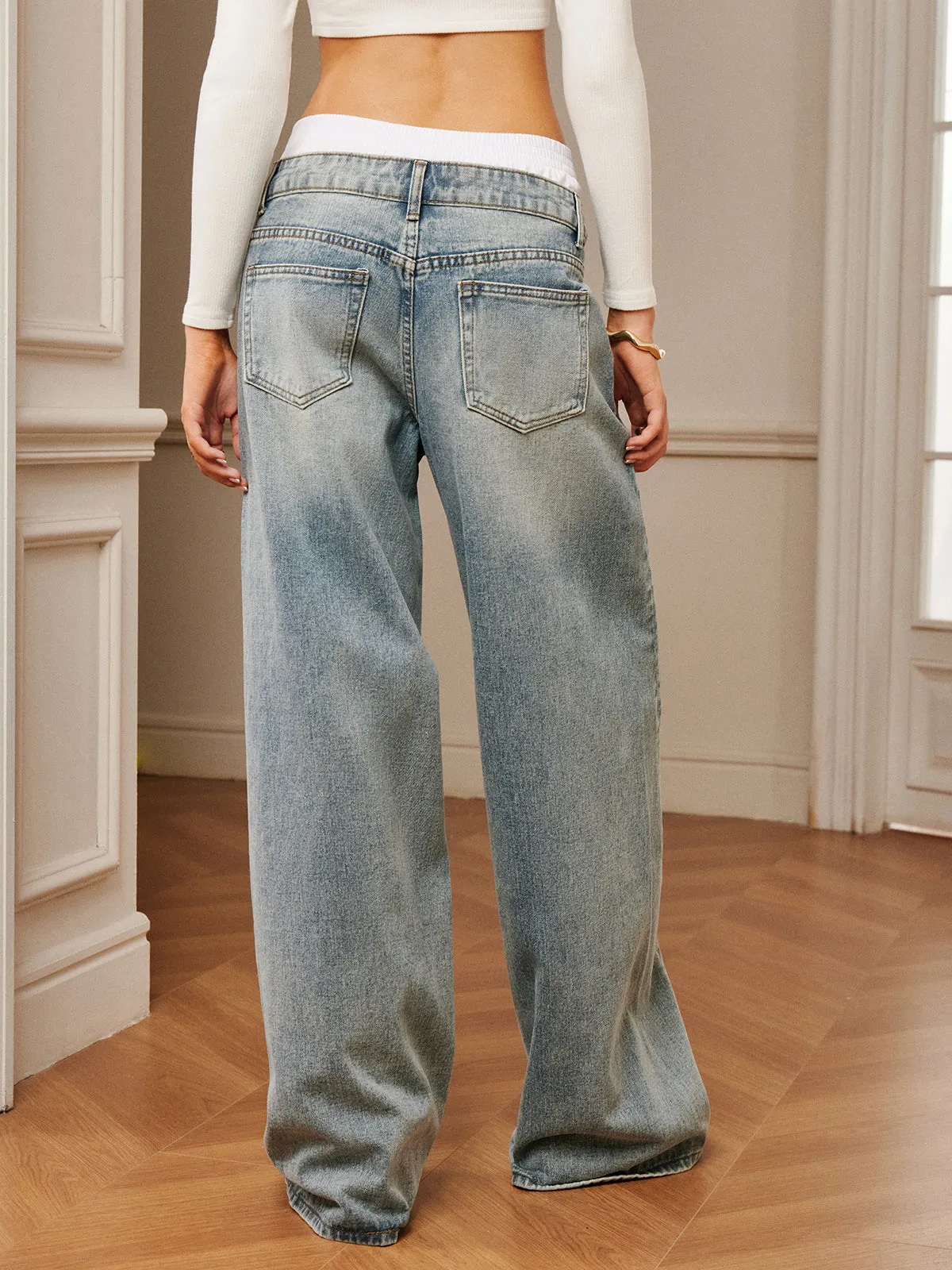 Panel Contrast Binding Denim Jeans sold by COMMENSE product image thumbnail 5