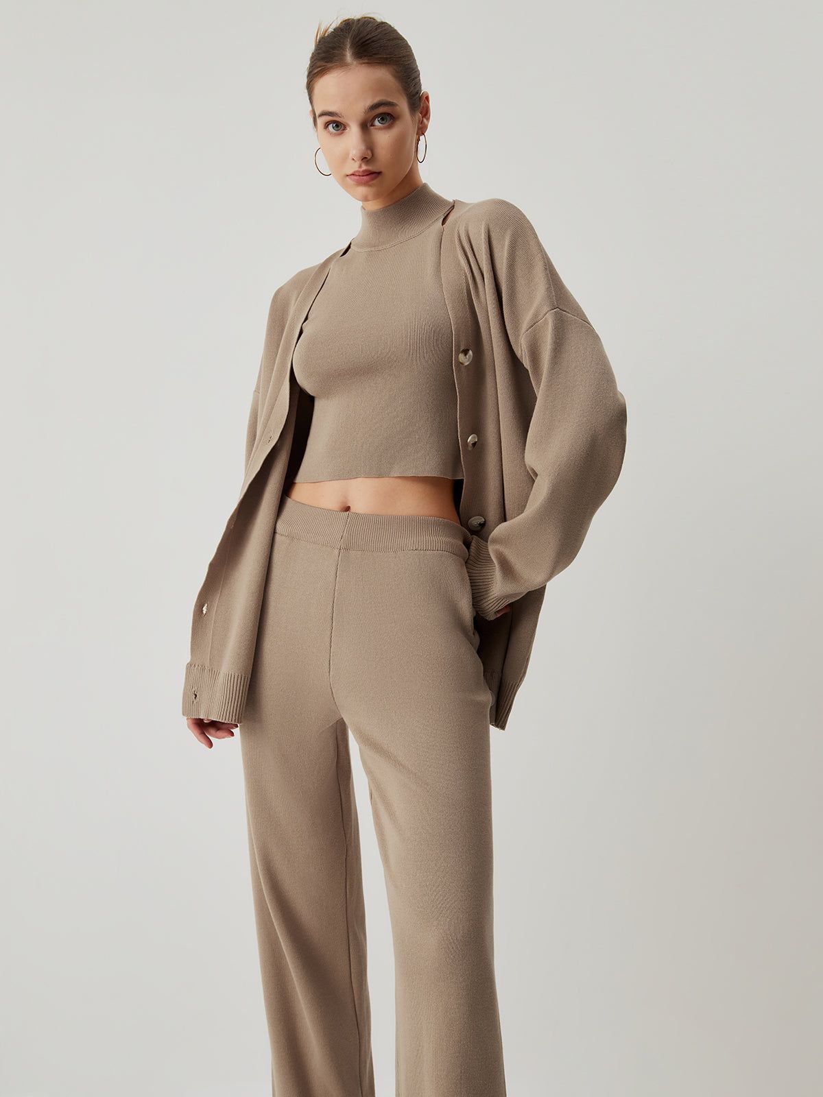 Crop Vest Button Three Pieces Pants Set sold by COMMENSE product image thumbnail 2