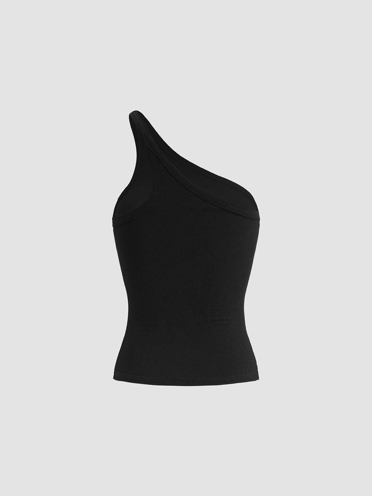 Classic One Shoulder Ribbed Tank Top sold by COMMENSE product image thumbnail 4