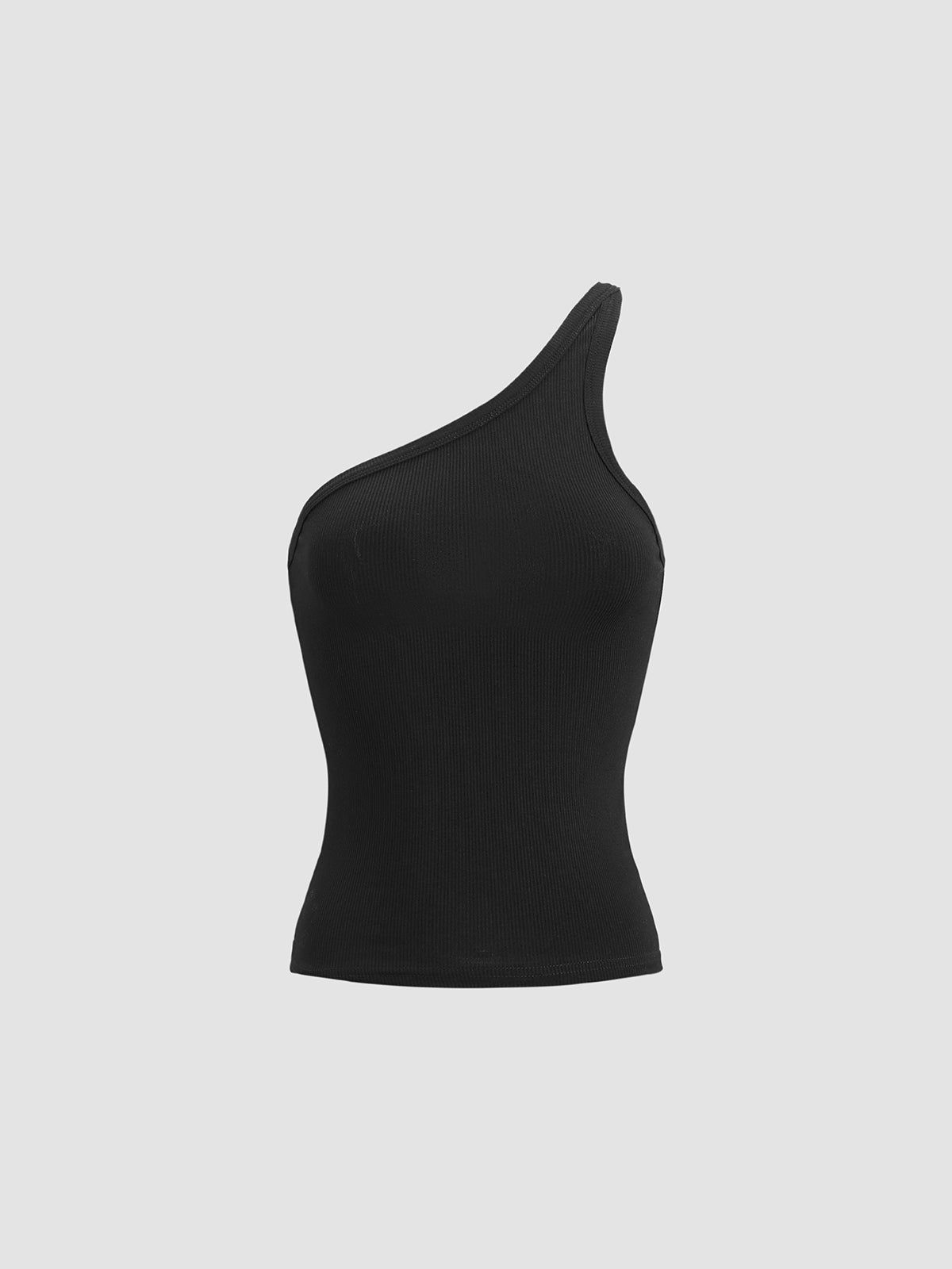 Classic One Shoulder Ribbed Tank Top sold by COMMENSE