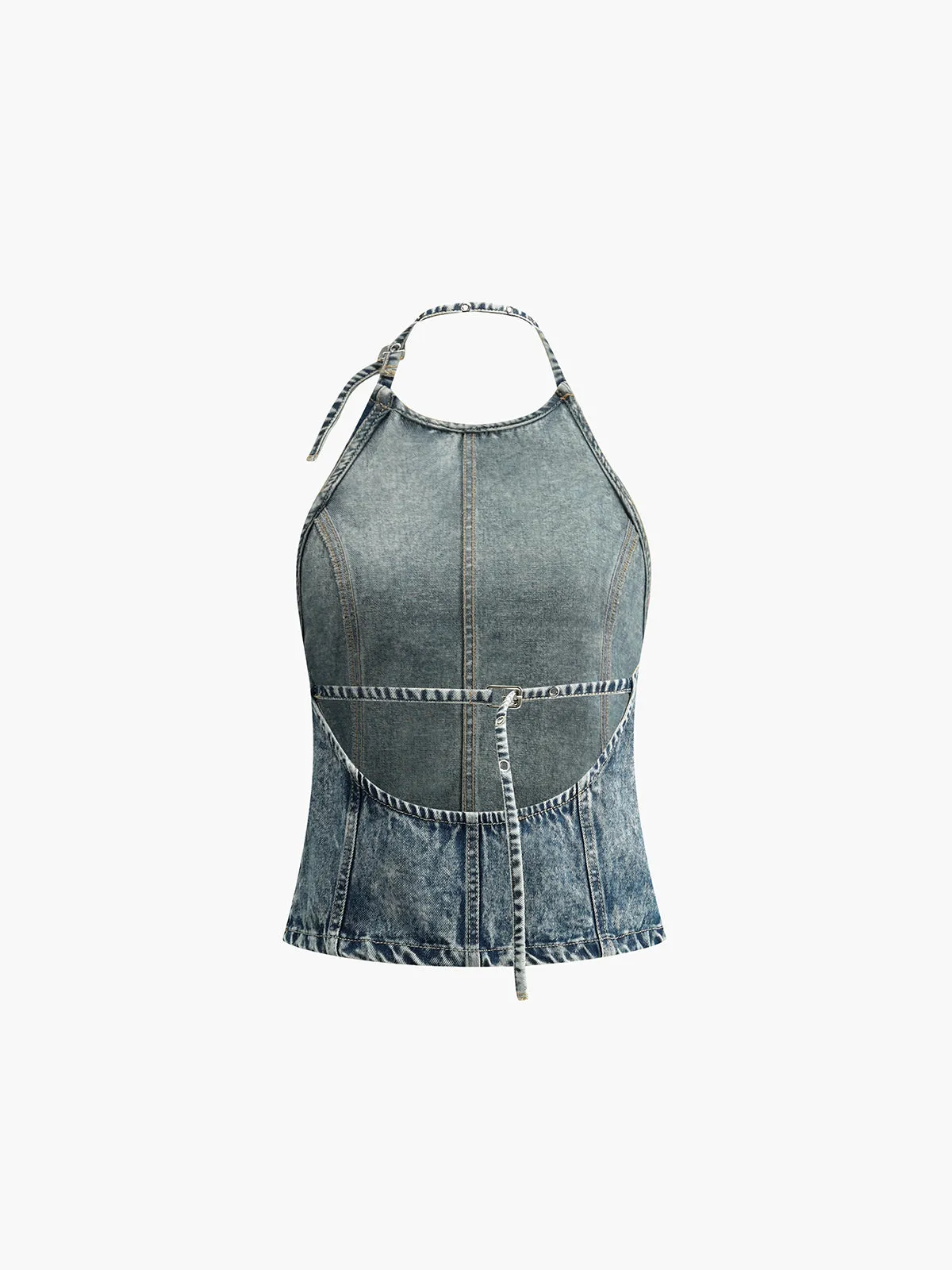 Halter Backless Denim Tank Top sold by COMMENSE product image thumbnail 2