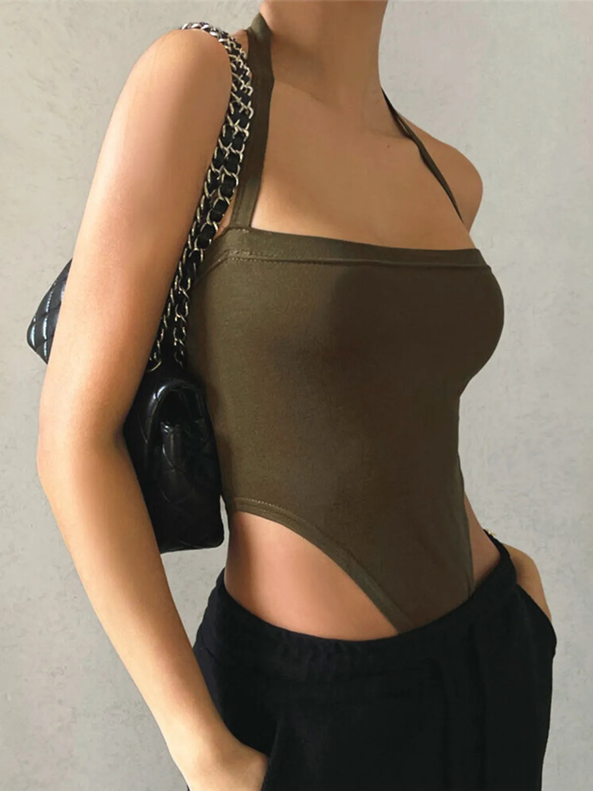 Solid Halter Bodysuit sold by COMMENSE product image thumbnail 2