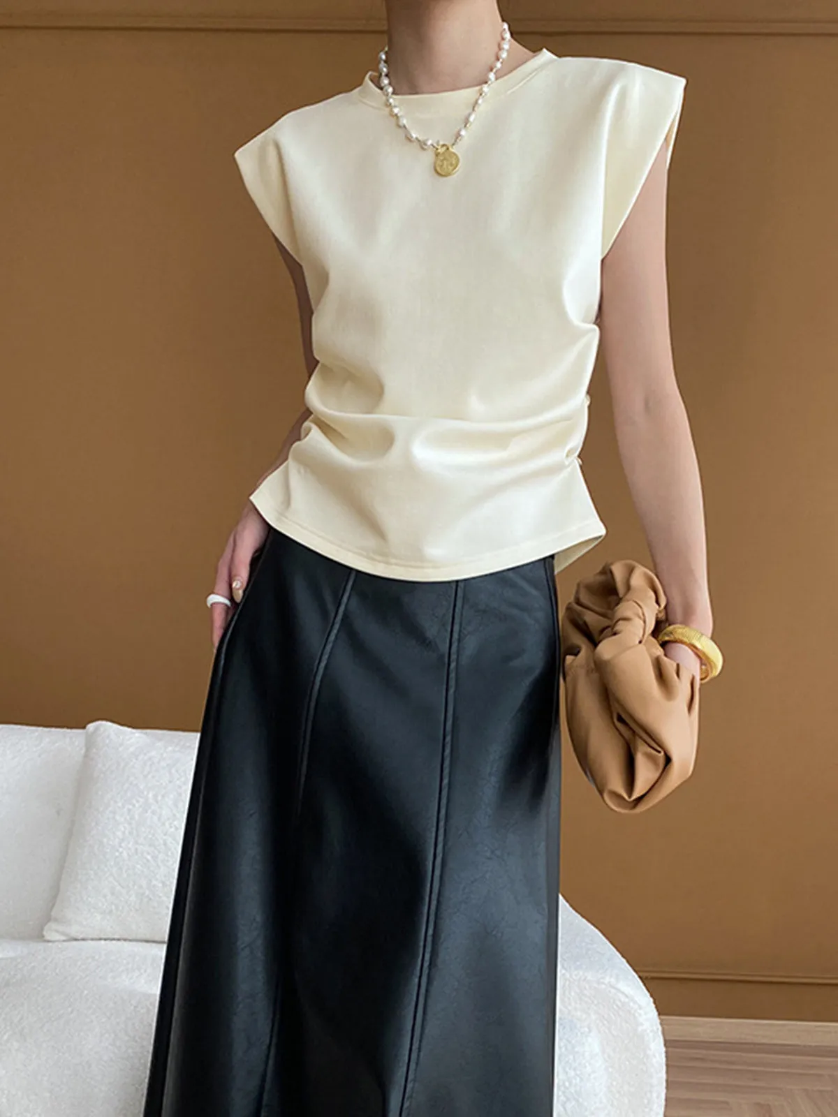 Ribbed Sleeveless Crew Neck Blouse sold by COMMENSE product image thumbnail 5