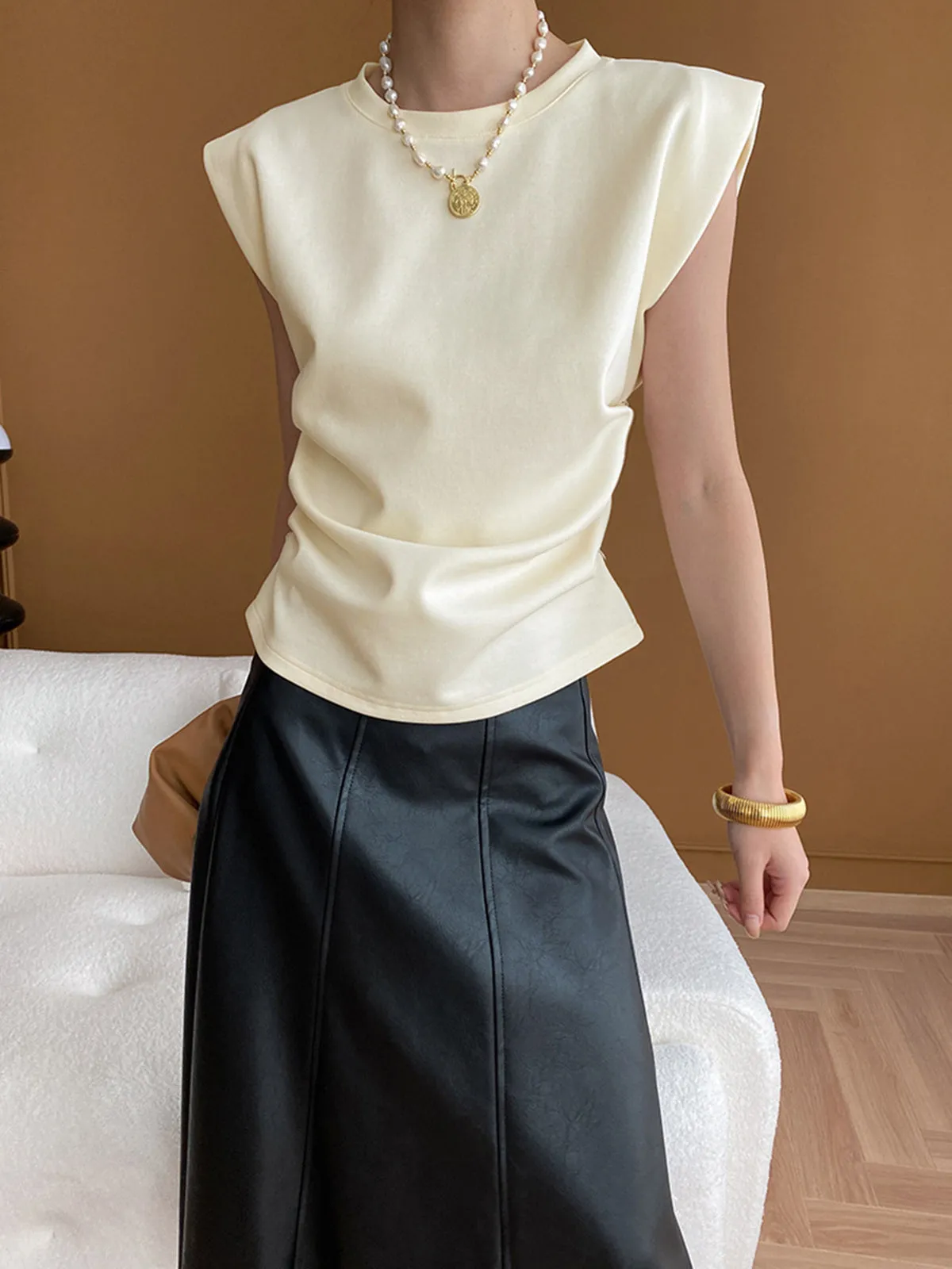 Ribbed Sleeveless Crew Neck Blouse sold by COMMENSE product image thumbnail 2