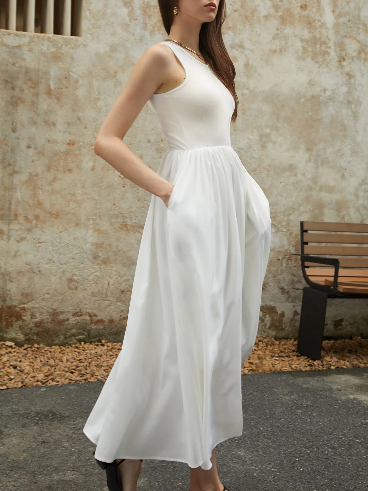 Solid Pockets Flowy Long Dress sold by COMMENSE product image thumbnail 3