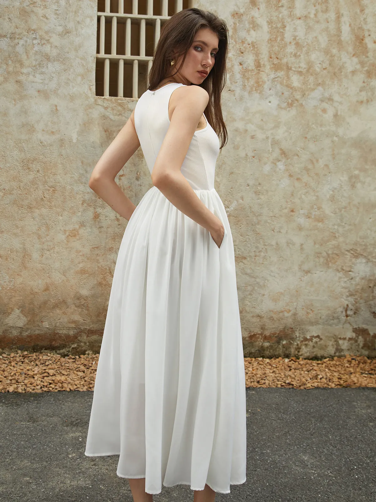 Solid Pockets Flowy Long Dress sold by COMMENSE product image thumbnail 4