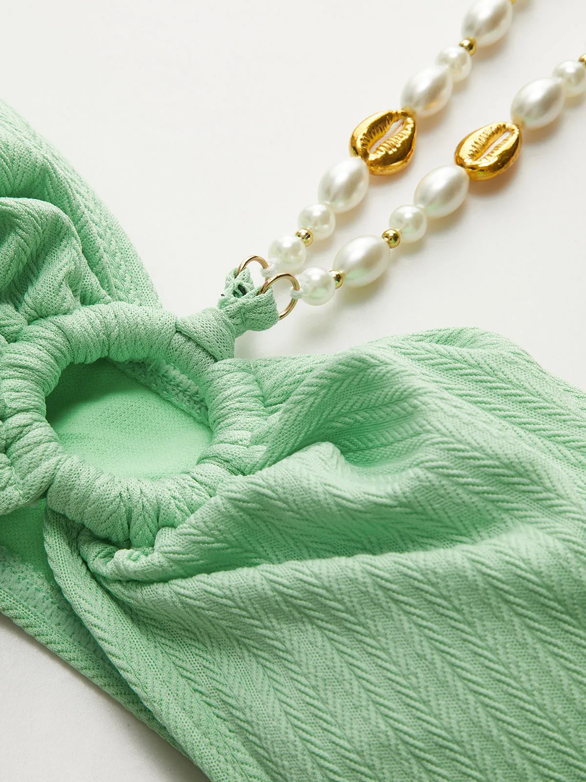 Halter Textured O-Ring Bikini Set sold by COMMENSE product image thumbnail 2