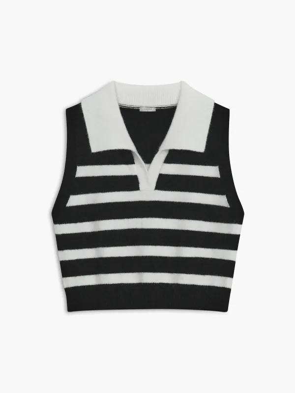 Leisure Striped Sweater Vest sold by COMMENSE