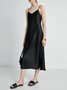 V-Neck Satin Strap Midi Dress sold by COMMENSE