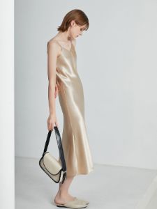 V-Neck Satin Strap Midi Dress sold by COMMENSE