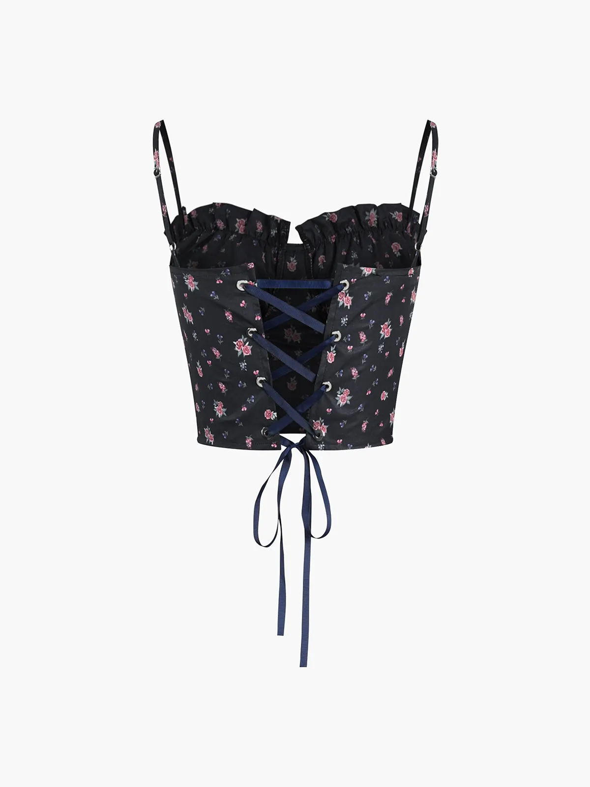 Ruffle Patchwork Backless Cami Top With Skirt Set sold by COMMENSE product image thumbnail 4