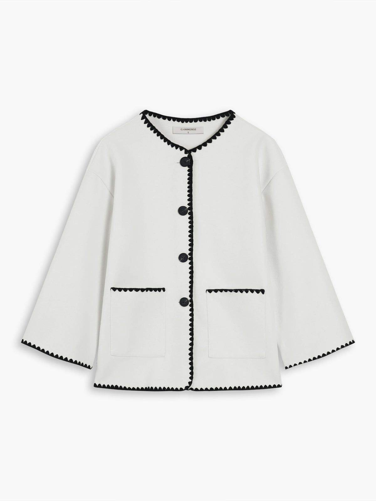 Double Pockets Embroidered Trim Coat With Matching Scarf sold by COMMENSE product image thumbnail 3