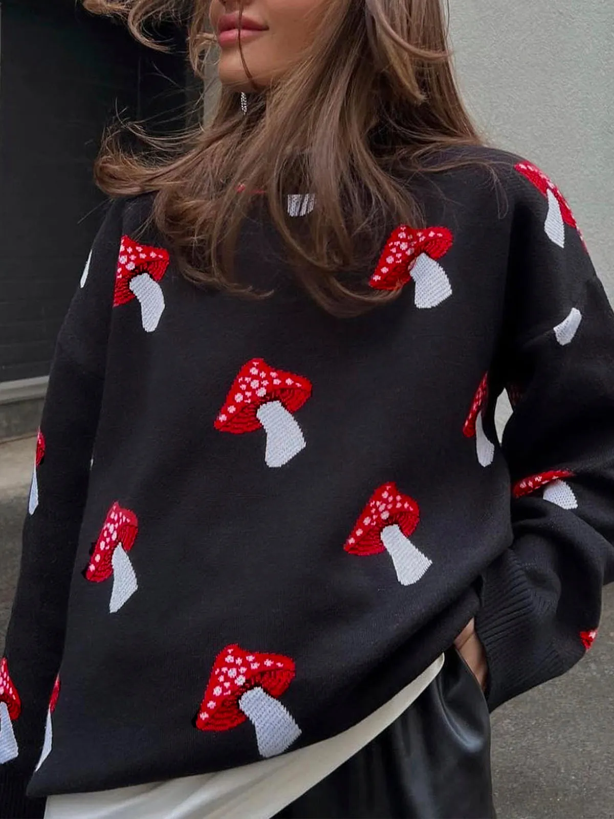 Crew Neck Jacquard Pullover Sweater sold by COMMENSE product image thumbnail 2