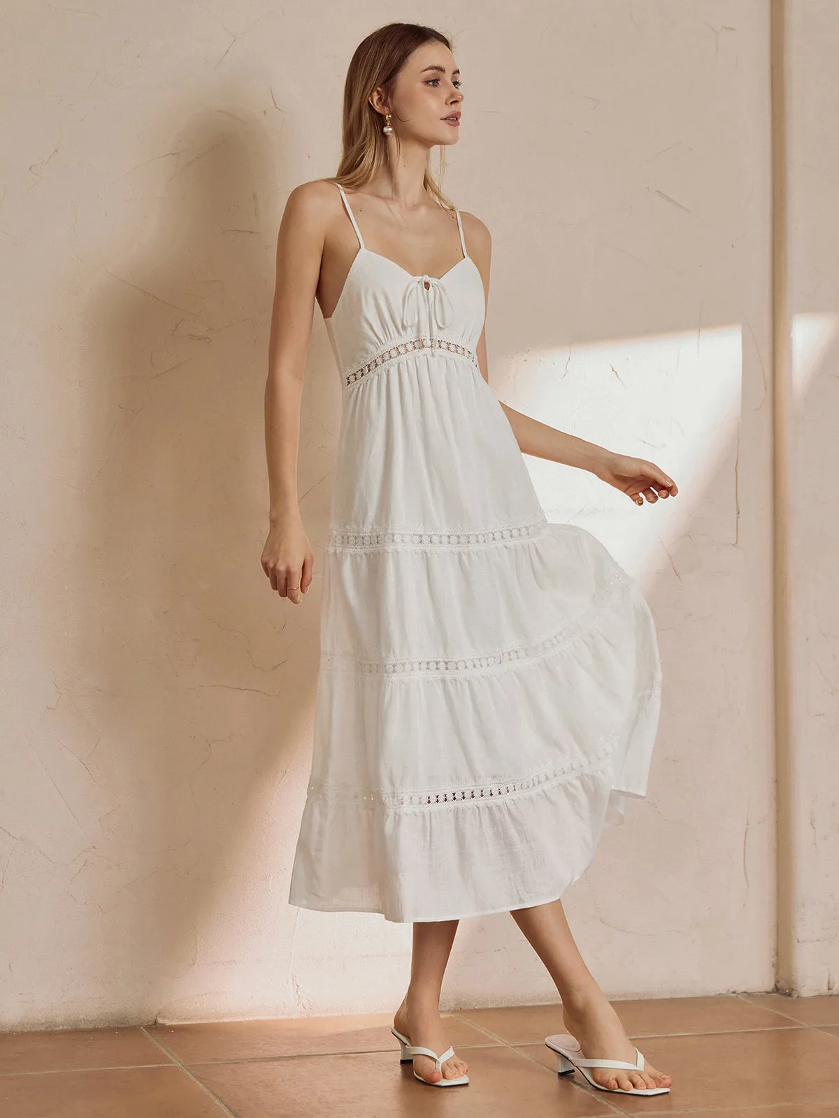 Knotted Lace Trim Long Dress sold by COMMENSE product image thumbnail 2