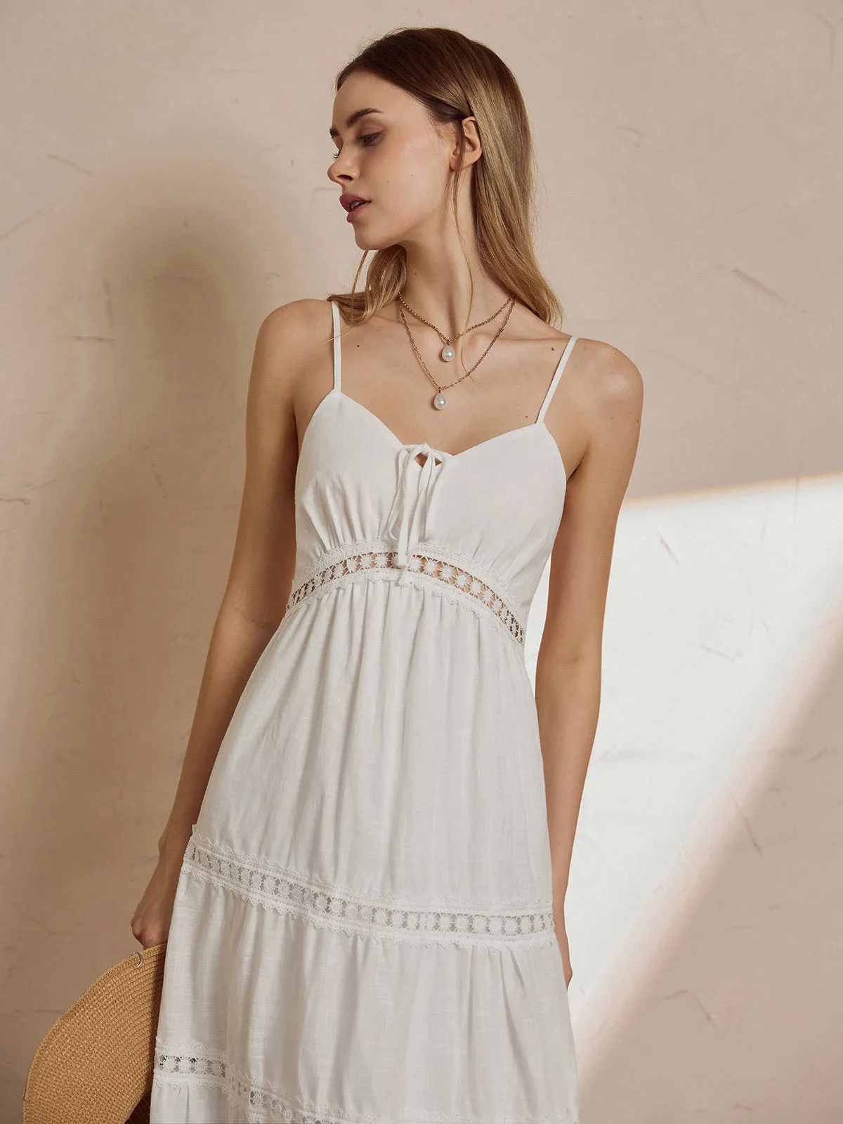Knotted Lace Trim Long Dress sold by COMMENSE product image thumbnail 3
