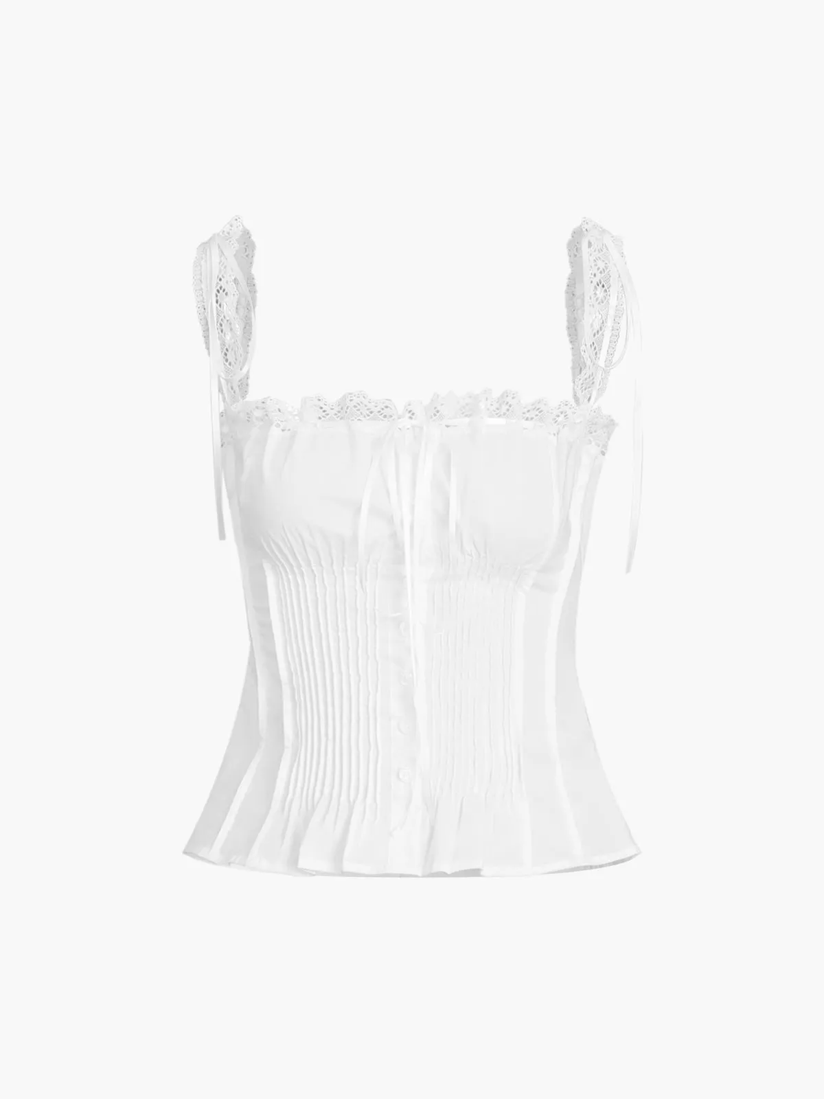 Frenchy Tie Up Lace Trim Cami Top sold by COMMENSE