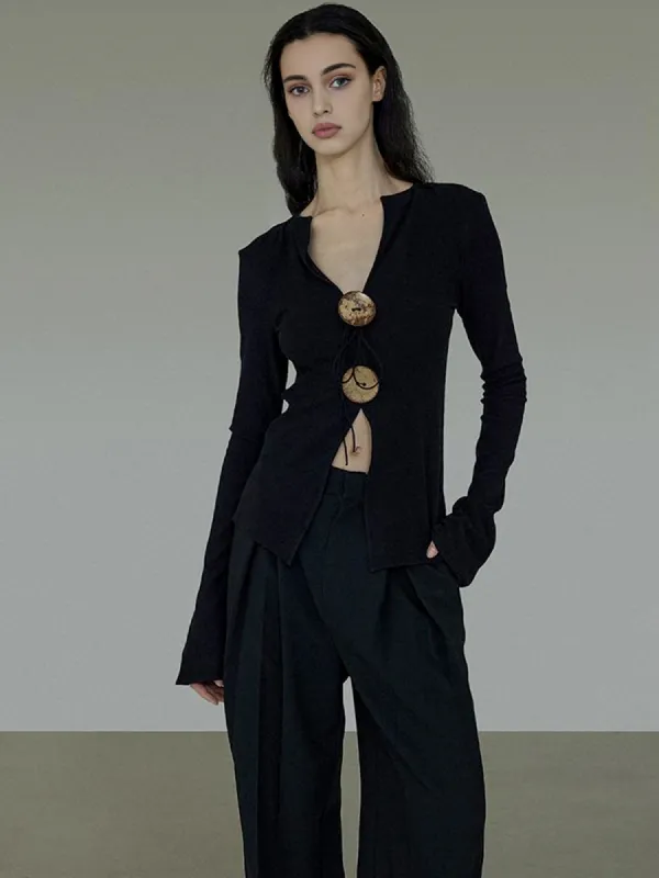 Bohemian Split Knit T-Shirt sold by COMMENSE