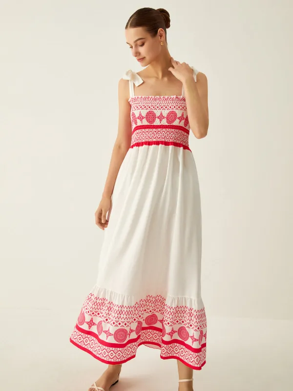 Bohemian Print Elastic Long Dress sold by COMMENSE