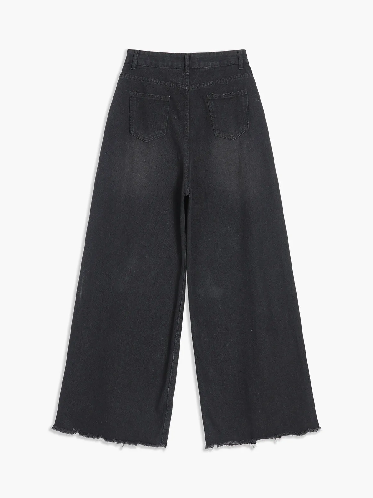 Ripped Hem Black Denim Boyfriend Jeans sold by COMMENSE product image thumbnail 2