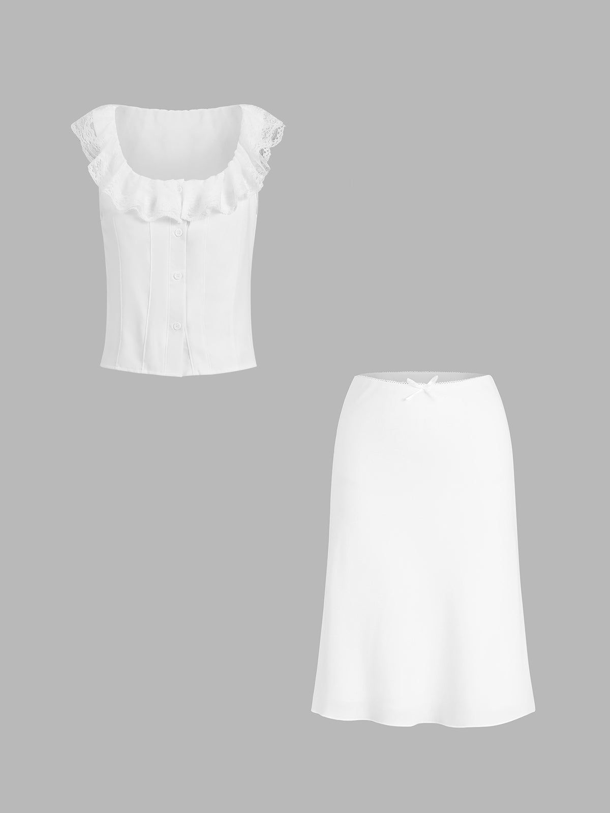 Ivory Glow Ruffle Two Piece Skirt Set sold by COMMENSE product image thumbnail 3