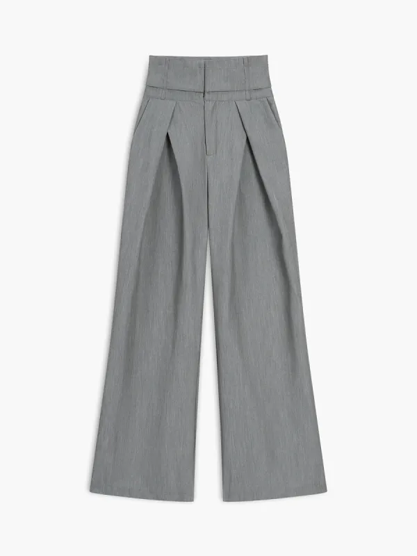 Zippered High-Waist Pleated Dress Pants sold by COMMENSE