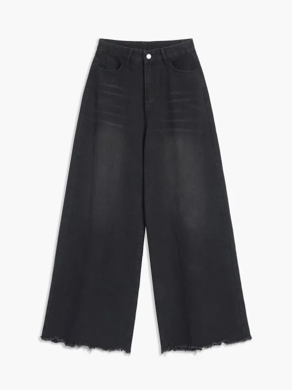 Ripped Hem Black Denim Boyfriend Jeans sold by COMMENSE
