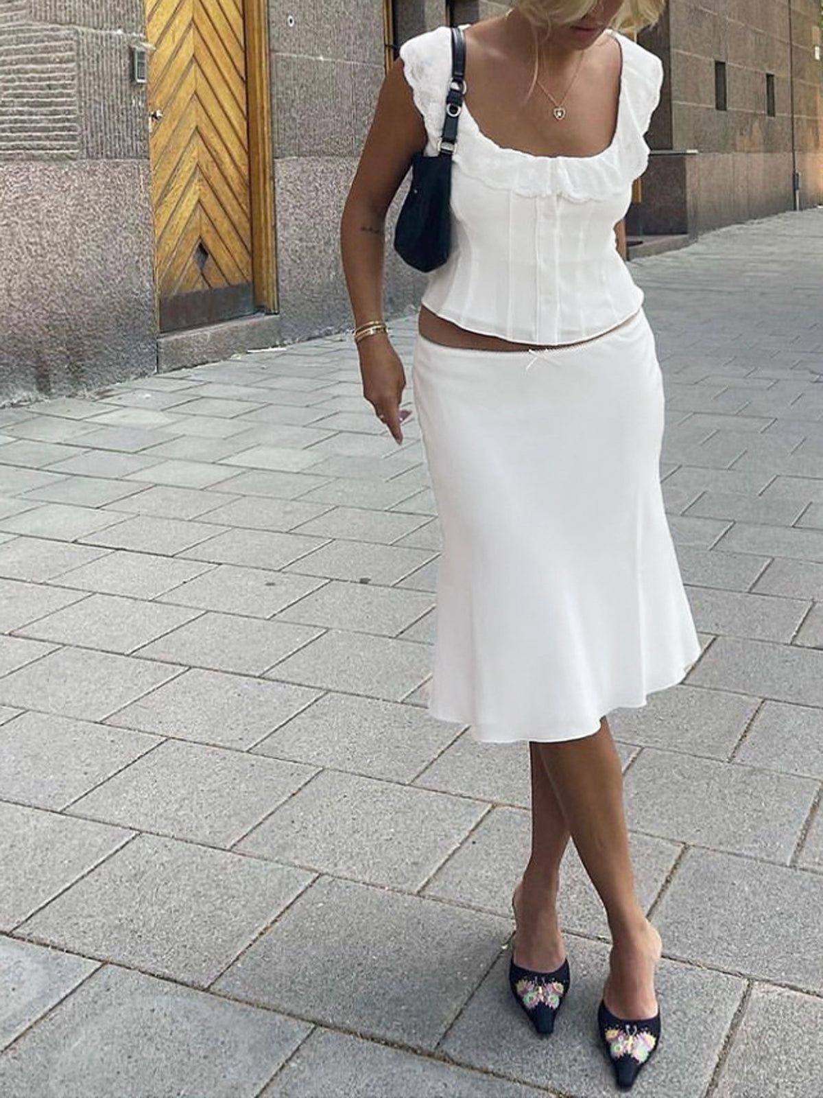 Ivory Glow Ruffle Two Piece Skirt Set sold by COMMENSE product image thumbnail 2