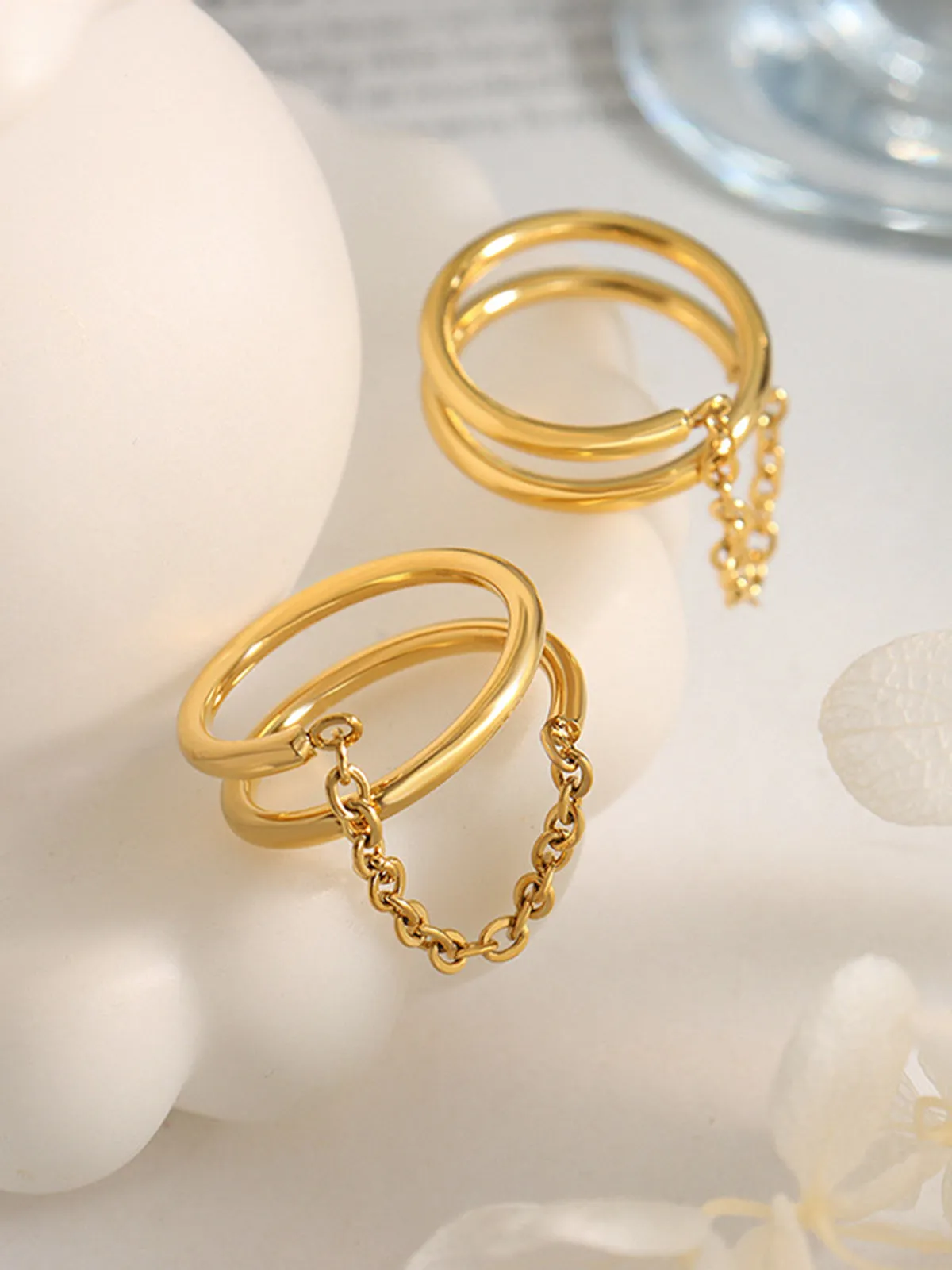 Double Layered Chain Decor Ring sold by COMMENSE product image thumbnail 2