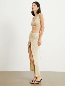 Open Back Crochet Two Piece Skirt Set sold by COMMENSE