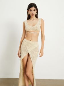 Open Back Crochet Two Piece Skirt Set sold by COMMENSE