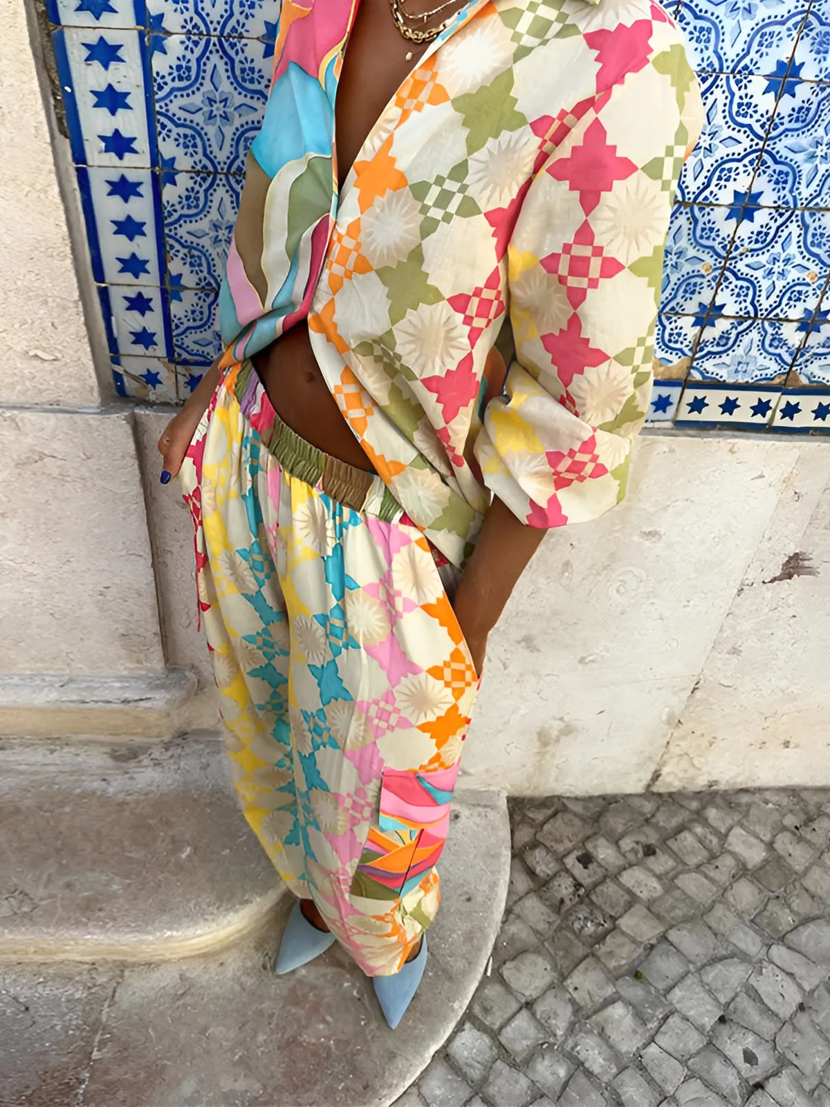 Vintage Printed Drawstring Pants Set sold by COMMENSE product image thumbnail 2