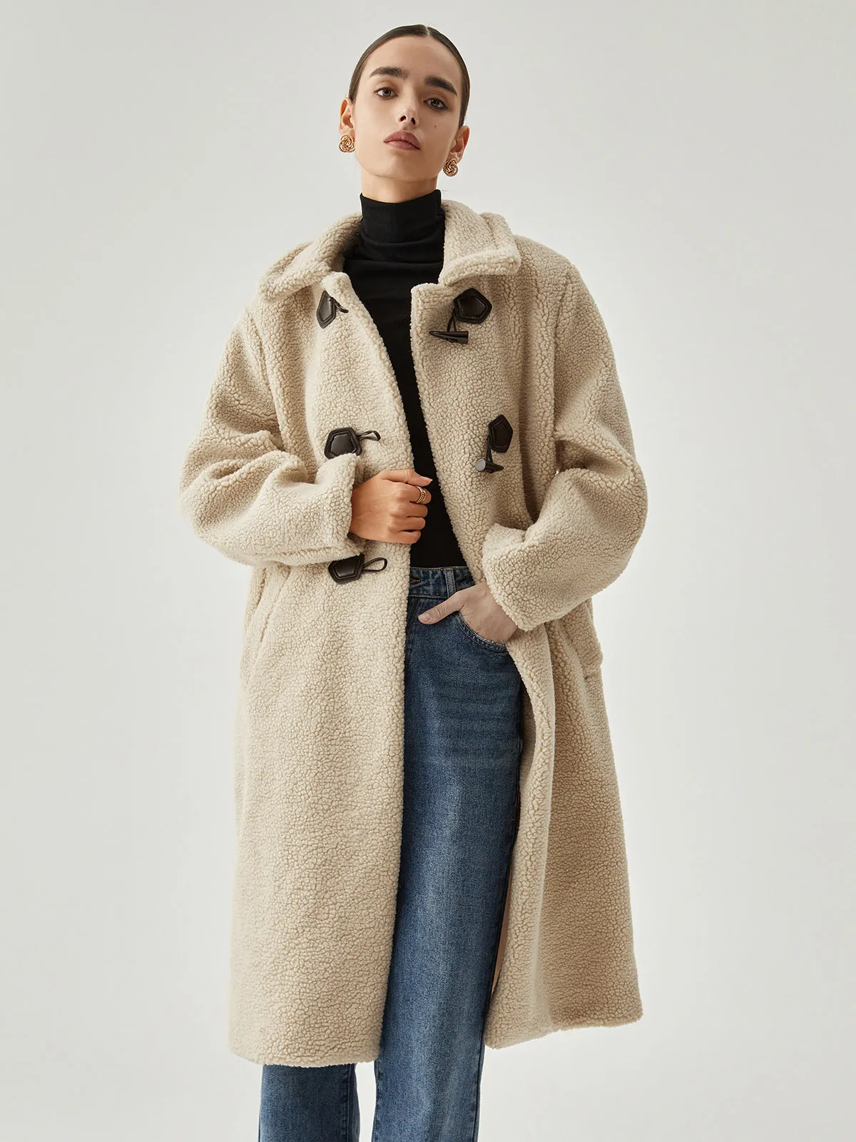 Oversized Button Fleece Coat sold by COMMENSE