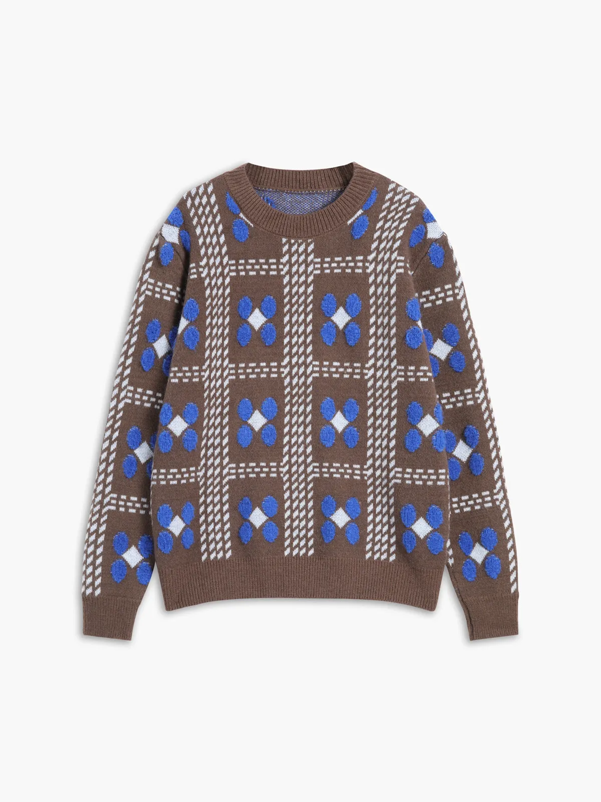 Floral Checkered Sweater sold by COMMENSE