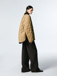 Contrast Trim Quilted Button Coat sold by COMMENSE