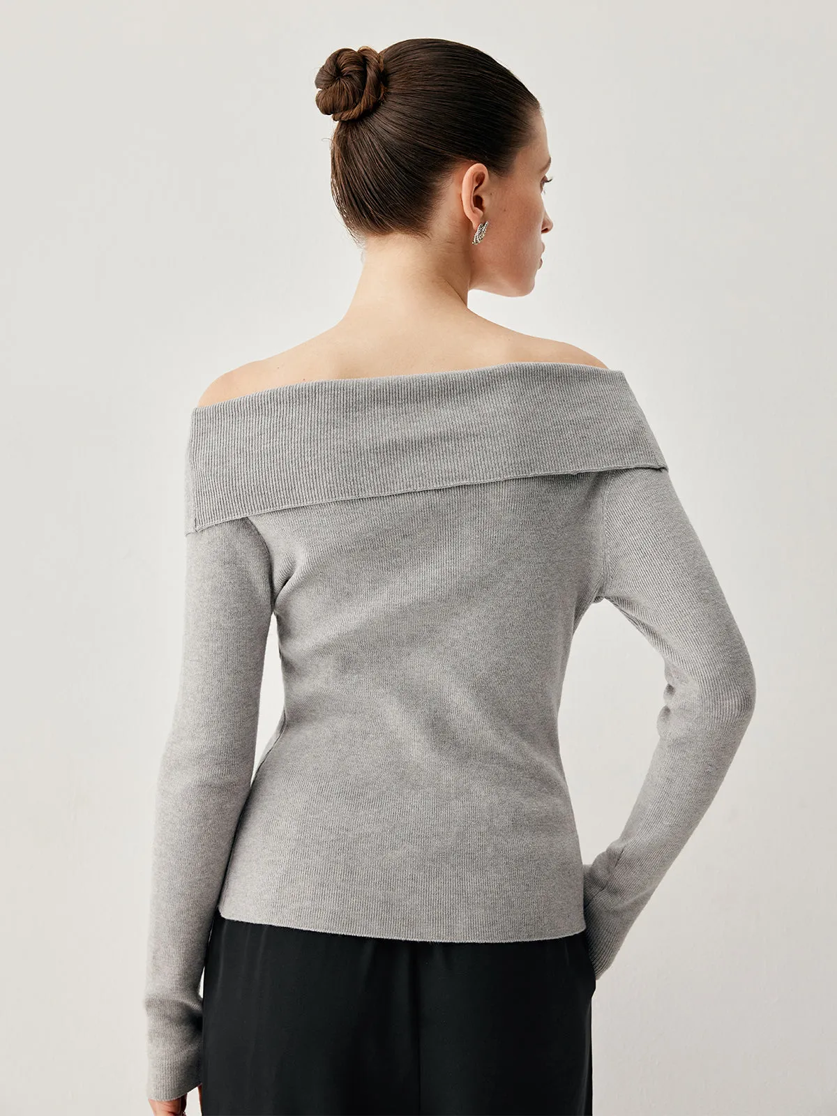 Slinky Overfold Off Shoulder Knit Floral Cardigan sold by COMMENSE product image thumbnail 5